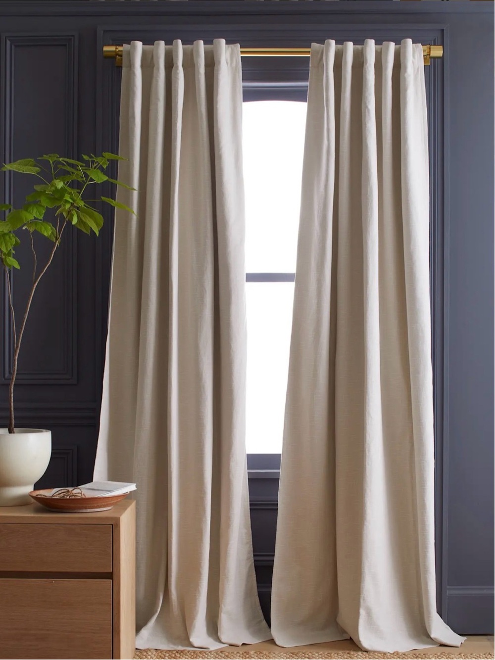 Quince Slub Curtain Panel Natural  48x96 (one panel)